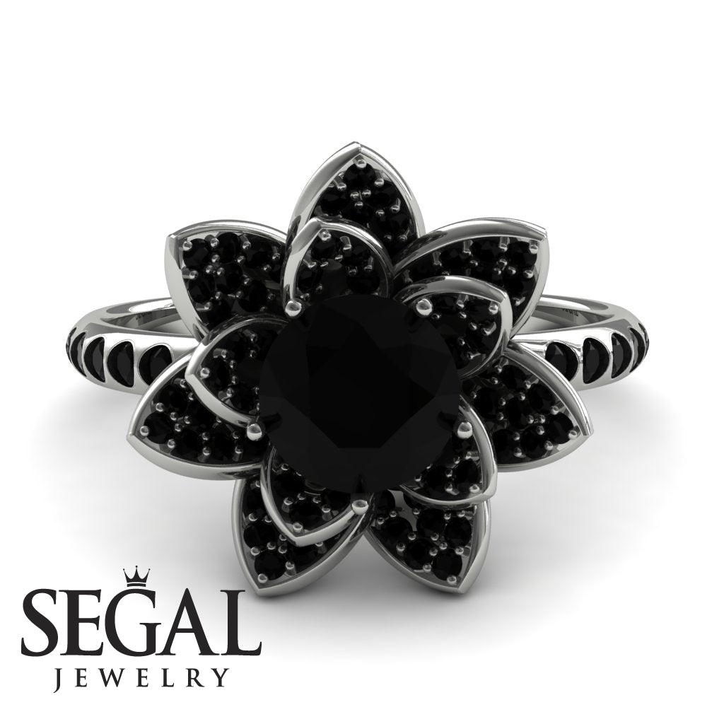 Lotus Black Diamond Engagement Ring - Princess Lotus no. 6